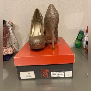 Speed Limit 98 Shimmering Gold Heels